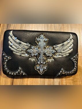 Embellished Rhinestone Cross Wallet Clutch